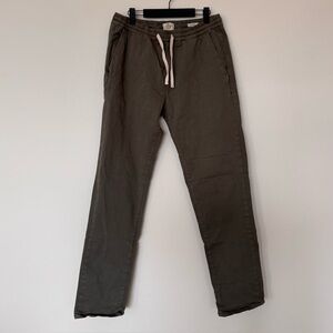 Marine Layer Men's Saturday Beach Pant Size L Olive Green Slim Fit Drawstring